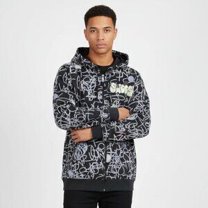 Black Graffiti Zip-Up Hoodie - Unbranded